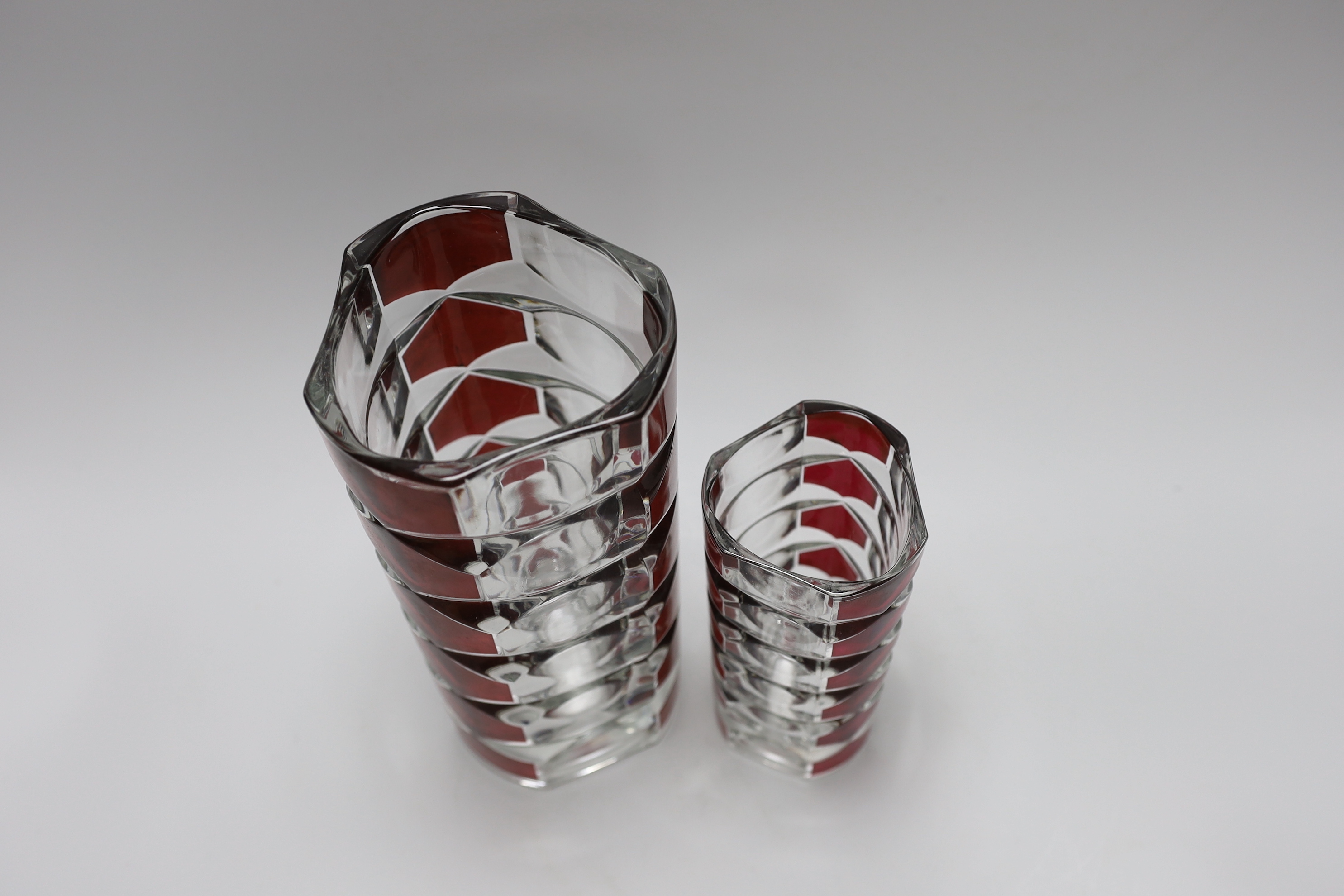 Two French studio ruby flashed glass vases, largest 24cm high